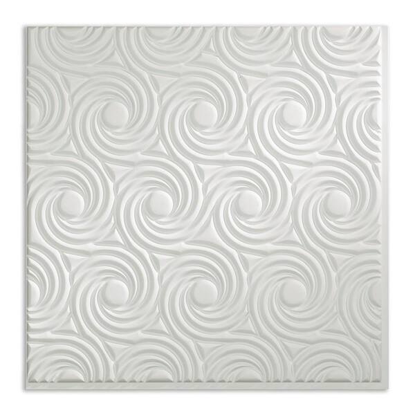 Fasade Cyclone 2 ft. x 2 ft. Glue Up PVC Ceiling Tile in Gloss White