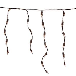 3.5 ft. Brown Wire 100-Count Clear Mini Icicle Christmas Light