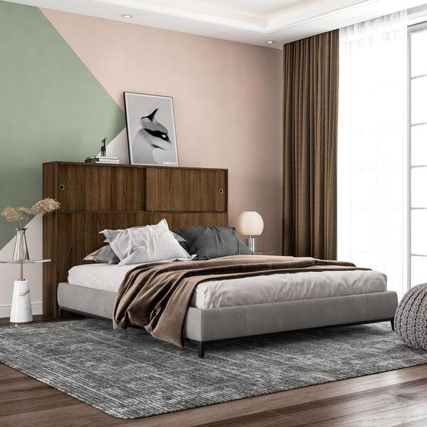 Polifurniture Victoria Walnut Queen-Size Storage Headboard