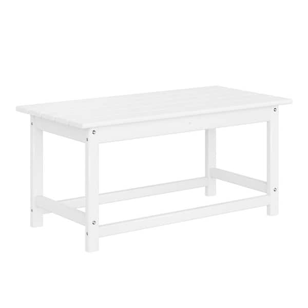 WESTIN OUTDOOR Mason White Poly Plastic Fade Resistant Outdoor Patio Rectangle Adirondack Coffee Table