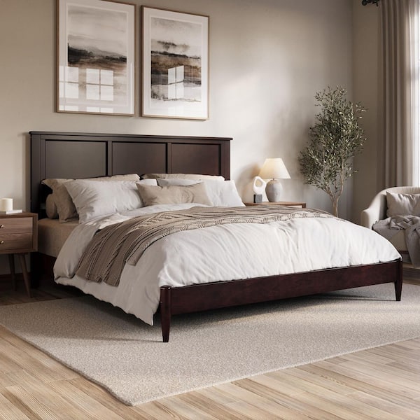 Charlotte Espresso Black Solid Wood Frame King Low Profile Platform Bed