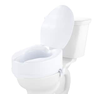 Raised Toilet Seat Round 5 in. Height Raised 300 lbs. Weight Capacity Front Toilet Seat in White for Elderly