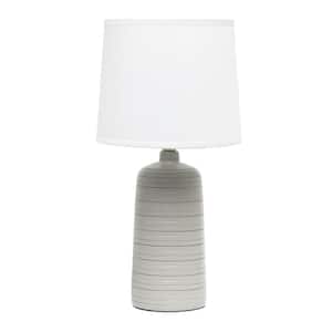 15 .75 in. Taupe Textured Linear Ceramic Table Lamp