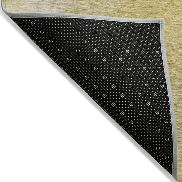Gold 8 Round ft. Woven Abstract Polyester Round Indoor/Outdoor Area Rug