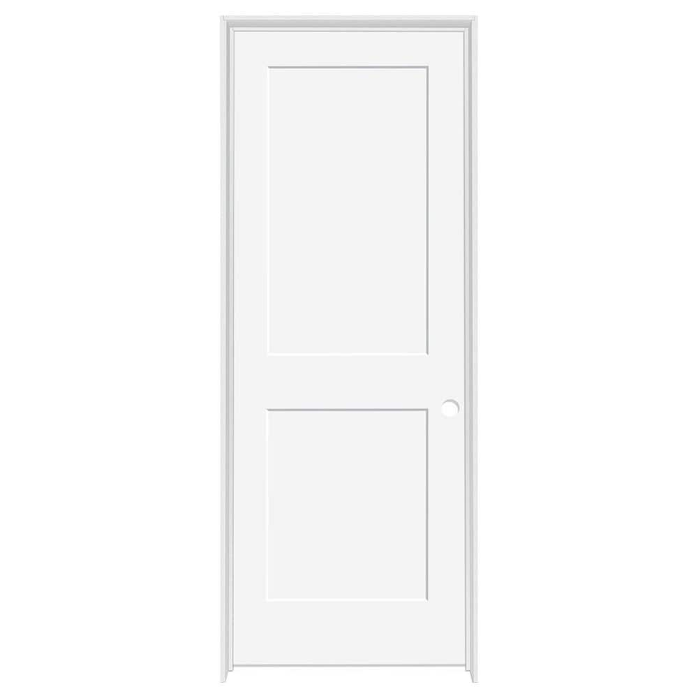 Steves & Sons 32 in. x 80 in. 2-Panel Square Shaker White Primed LH Solid  Core Wood Single Prehung Interior Door with Nickel Hinges N64M2NNNLELHN -  