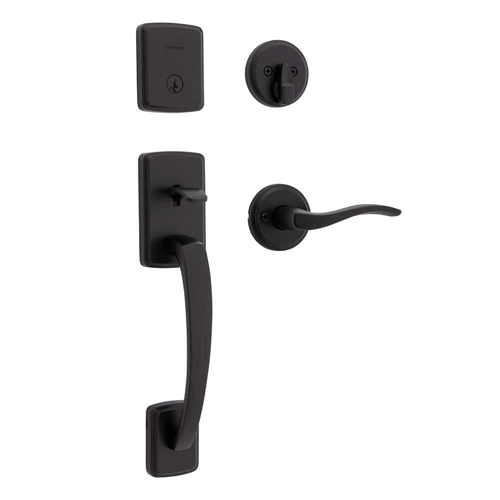 Kwikset Brentford Matte Black Single Cylinder Keyed Entry Door