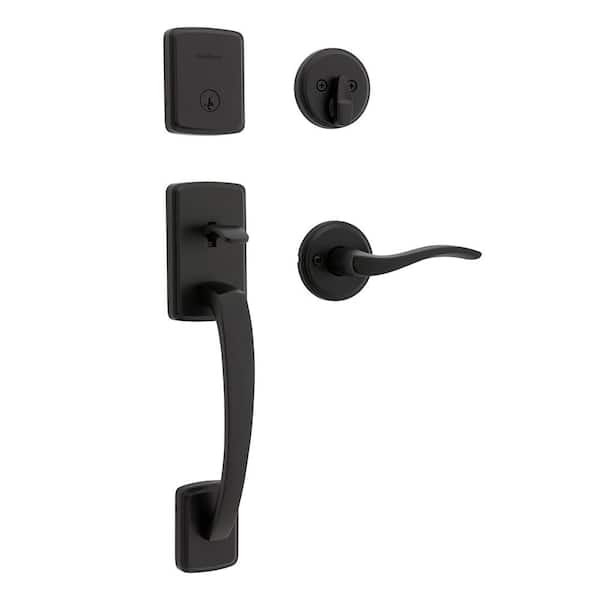 Kwikset Brentford Matte Black Single Cylinder Keyed Entry Door