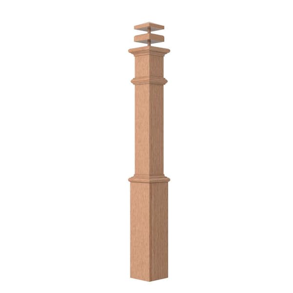 6.25 in. D x 6.25 in. W x 55 in. L Unfinished Red Oak Wood Box Newel