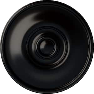 11-3/4" x 3/8" Jefferson Urethane Ceiling Medallion (Fits Canopies upto 2-7/8"), Hand-Painted Jet Black