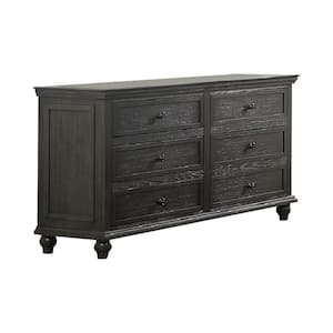 Gray 6-Drawer 58 in. Wide Dresser Without Mirror