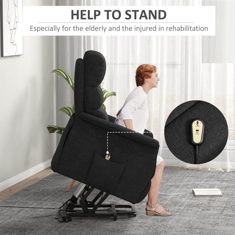 Black Metal Electric Lift Recliner with Remote Control