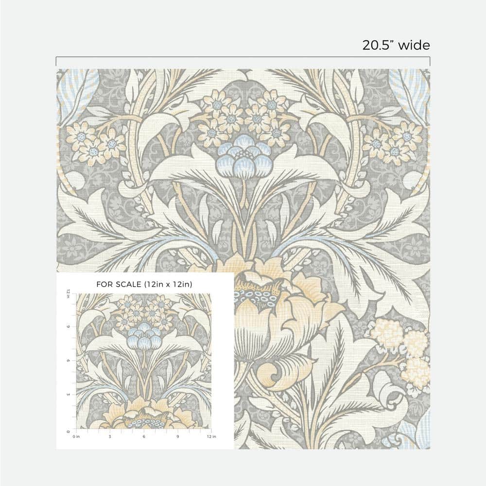 Daydream Grey & Pearl Blue Floral Peel and Stick Wallpaper