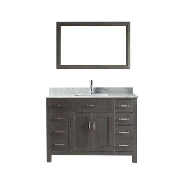Studio Bathe Kalize 48 in. Vanity in French Gray with Marble Vanity Top in Carrara White and Mirror