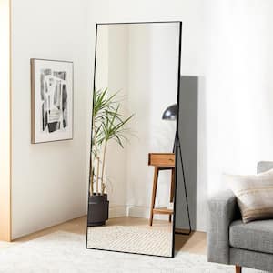 Black 21 in. W x 64 in. H Rectangle Metal Floor Mirror, Full Length Mirror Free-Standing Hanging or Leaning