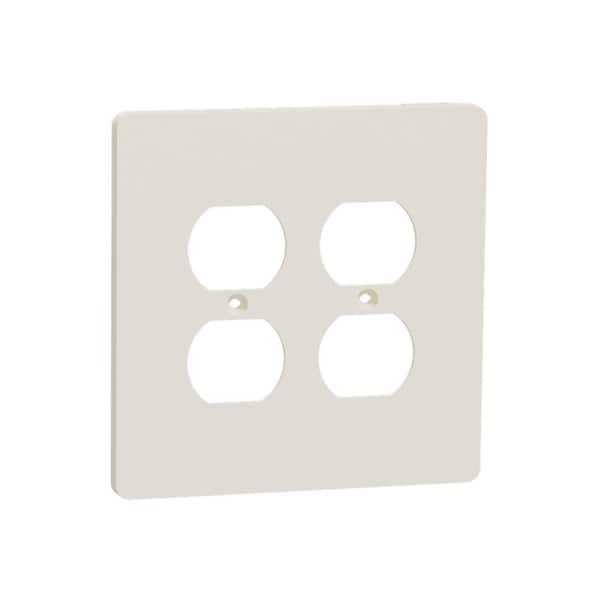 Square D X Series 2-Gang Midsize Plus Duplex Outlet Wall Plate Matte Light Almond