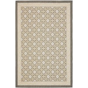 Courtyard Anthracite/Light Gray 7 ft. x 10 ft. Border Indoor/Outdoor Patio  Area Rug