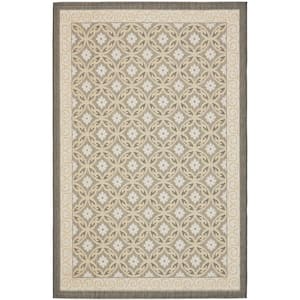 Courtyard Anthracite/Light Gray 8 ft. x 11 ft. Border Indoor/Outdoor Patio  Area Rug