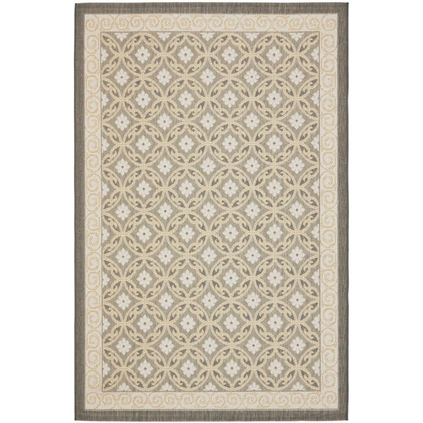 SAFAVIEH Courtyard Anthracite/Light Gray 8 ft. x 11 ft. Border Indoor/Outdoor Patio  Area Rug