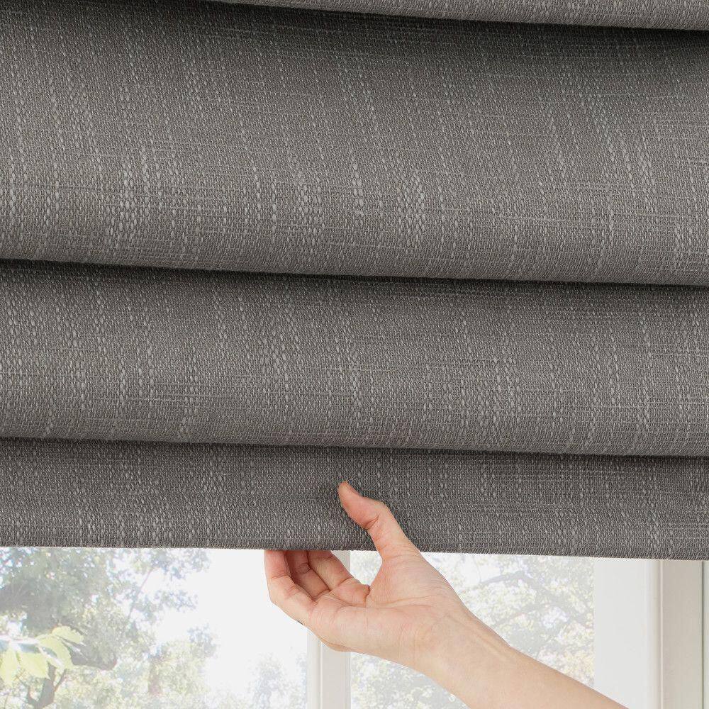 Steel Gray 35" x 64" Textured Blackout Cordless Roman Shade