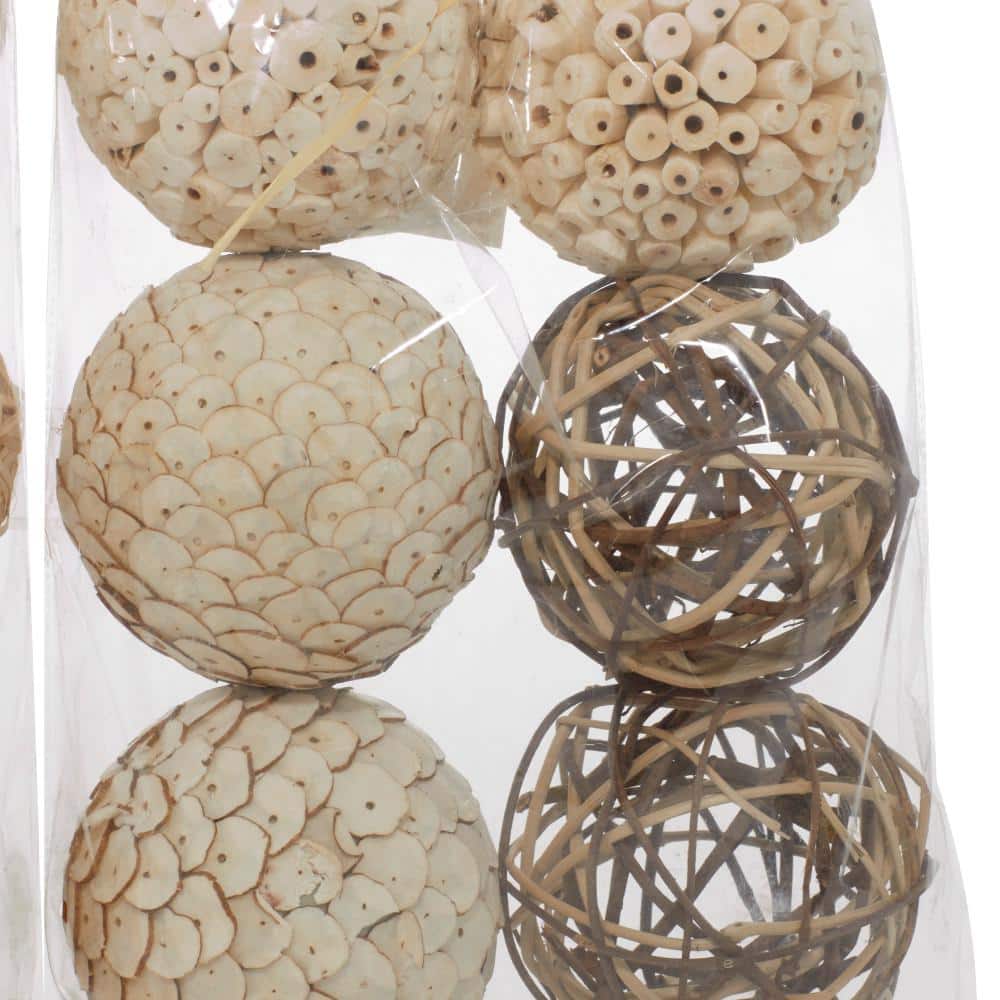 Coastal White and Brown Dried Plant Orbs & Vase Filler Set