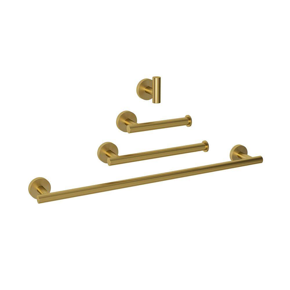 4-Piece Bath Hardware Set with 2 Towel Racks, Toilet Paper Holder and Towel Hook in Stainless Steel Brushed Gold price history on PriceWatchPro