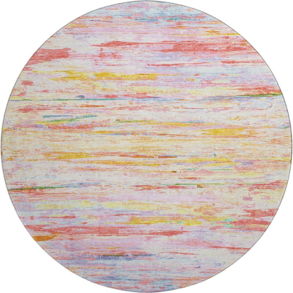 Mayfield Premium Machine Washable Abstract AMF1985 Coral 8 ft. x 8 ft. Round Rug price history on PriceWatchPro