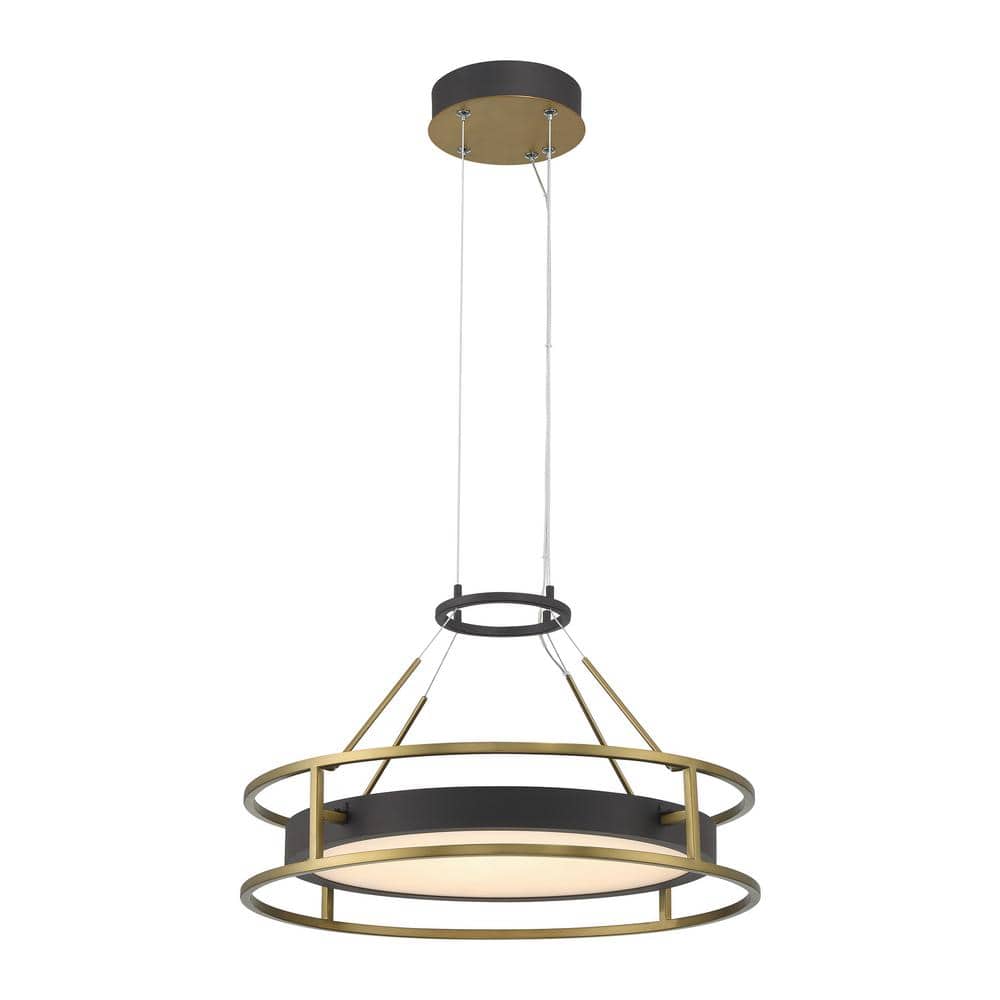 Levitation 40-Watt 1-Light Sand Black and Soft Brass Modern Integrated LED Pendant Light with Faux Alabaster Shade price history on PriceWatchPro