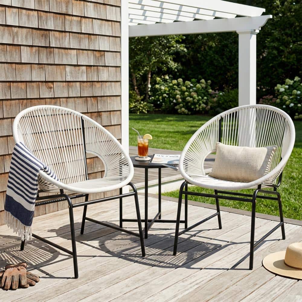 28.75 in. W White PE Rattan and Iron Outdoor Dining Chairs, Set of 2 price history on PriceWatchPro
