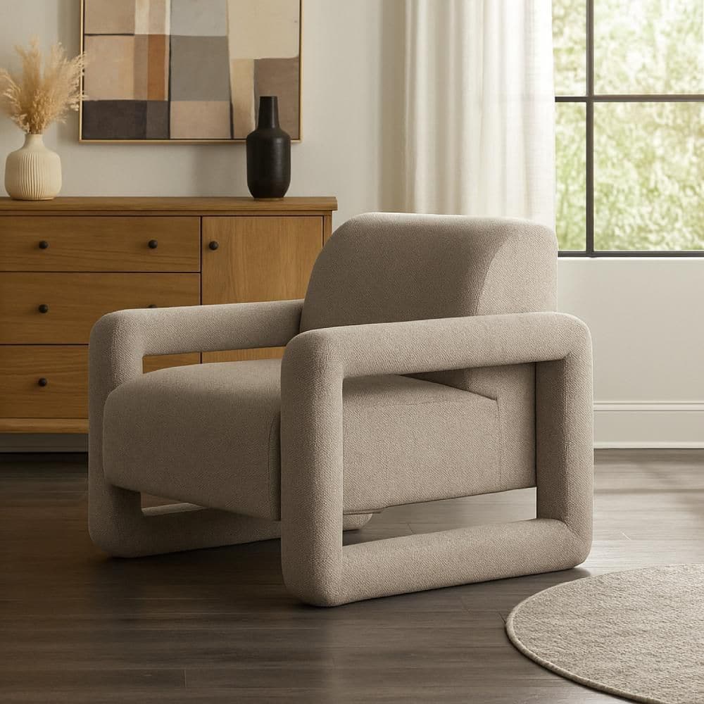 Keny Mink Gray Textured Polyester Accent Open Arm Chair price history on PriceWatchPro
