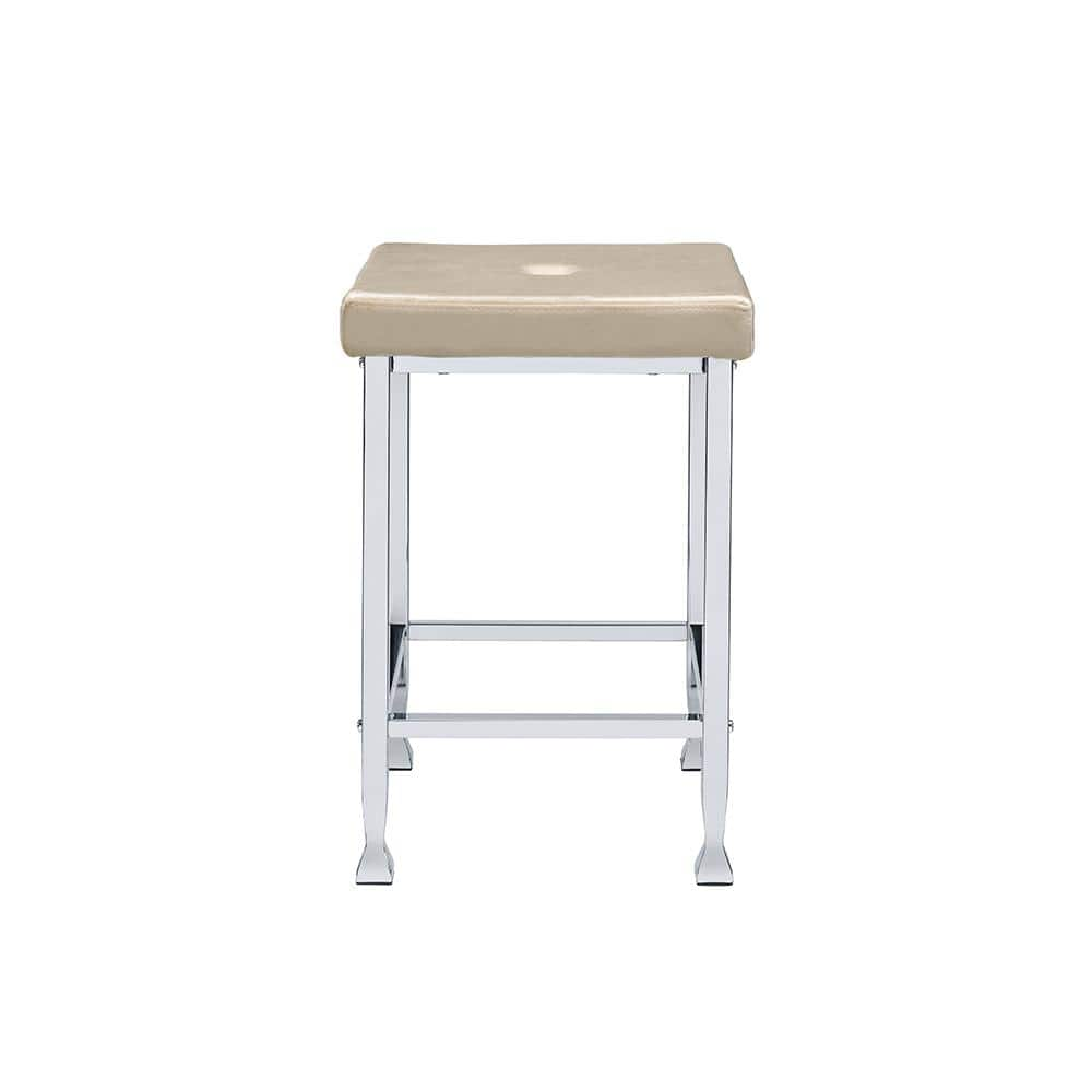 Acme Furniture Raine 24 In Beige Velvet Backless Metal Frame 24 In   Beige Velvet Chrome Finish Acme Furniture Bar Stools 74007 64 1000 