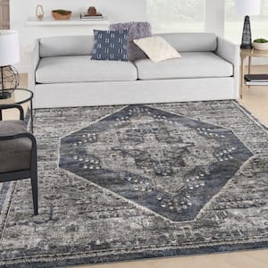 American Manor Blue 8 ft. x 10 ft. Bordered Traditional Area Rug