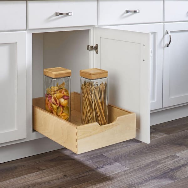 Kitchen Cabinet Drawer Light Brown Maple Veneer 14.71 in. Pull out Organizer w/ Soft-close