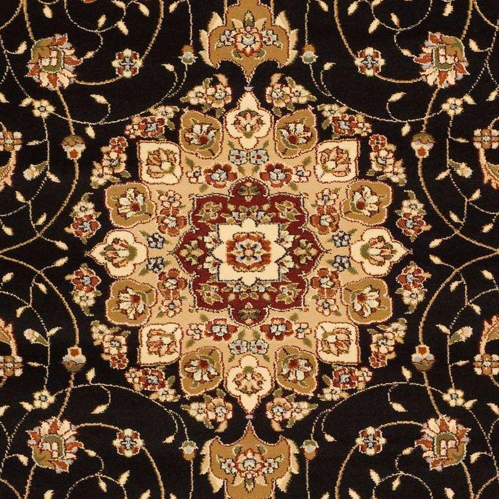Black and Ivory Floral Tufted 4' x 6' Synthetic Area Rug