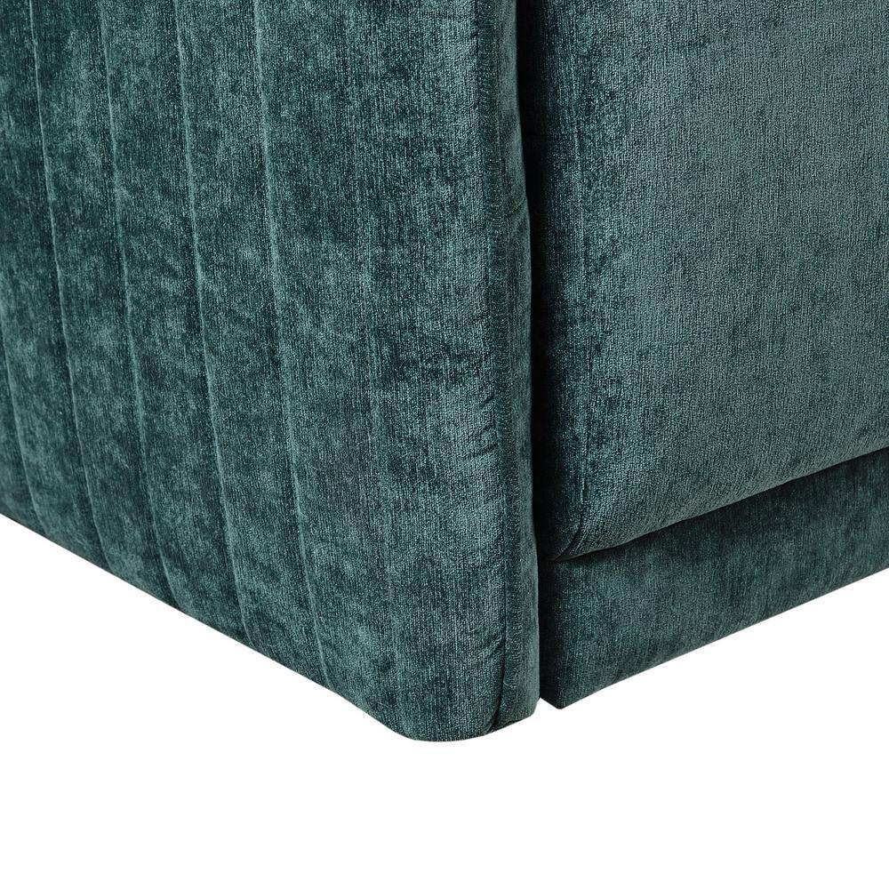 Teal Velvet Channel Quilted Swivel Accent Chair