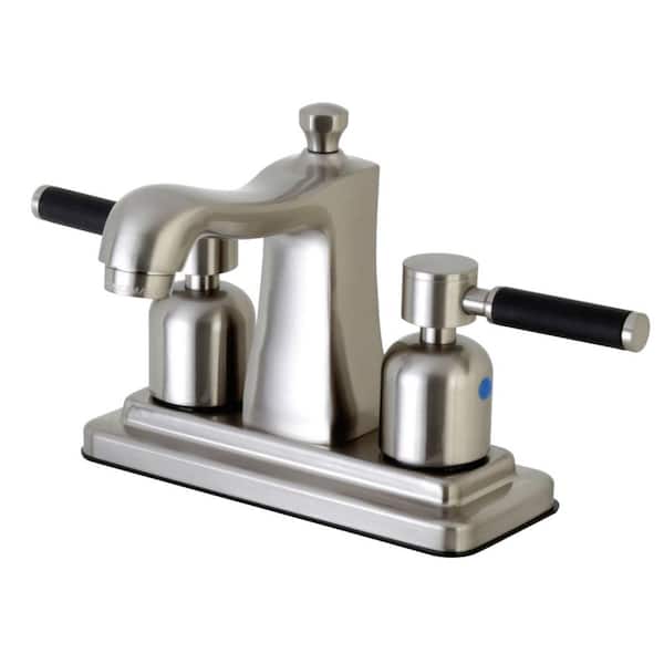 Kingston Brass Kaiser 4 in. Centerset Double Handle Bathroom Faucet in Brushed Nickel