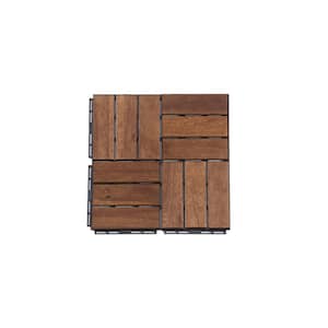 12 in. x 12 in. Outdoor Acacia Wood Flooring Interlocking Deck Tiles in Brown (10-Pieces)