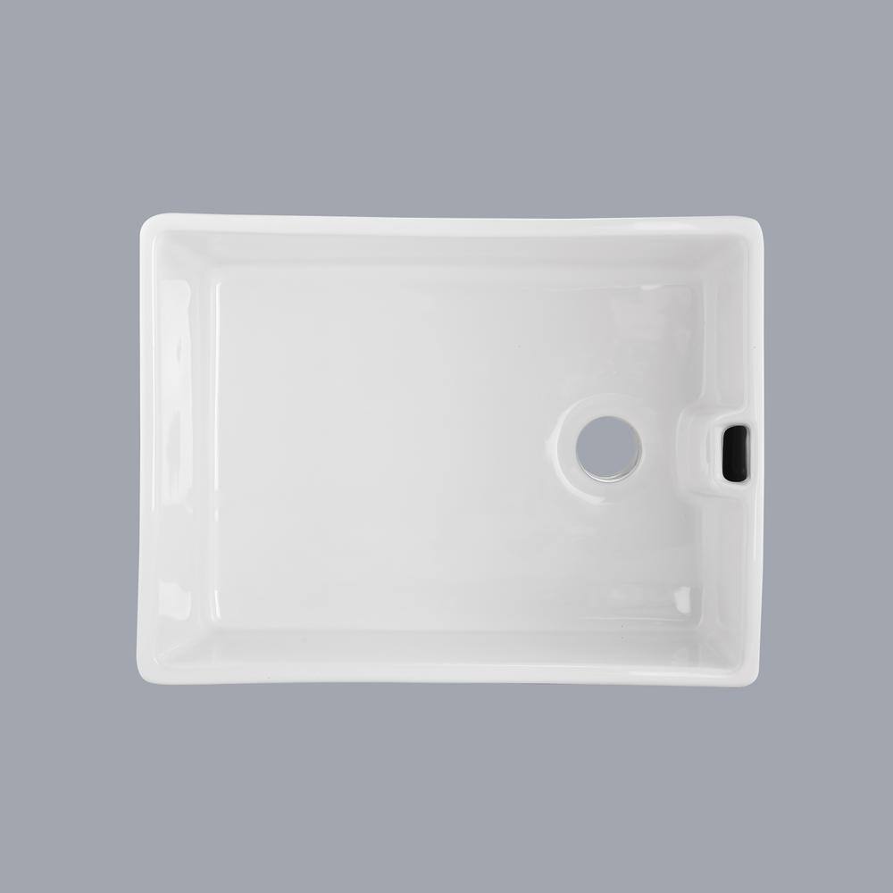 23.6" White Gloss Ceramic Undermount Single Bowl Kitchen Sink