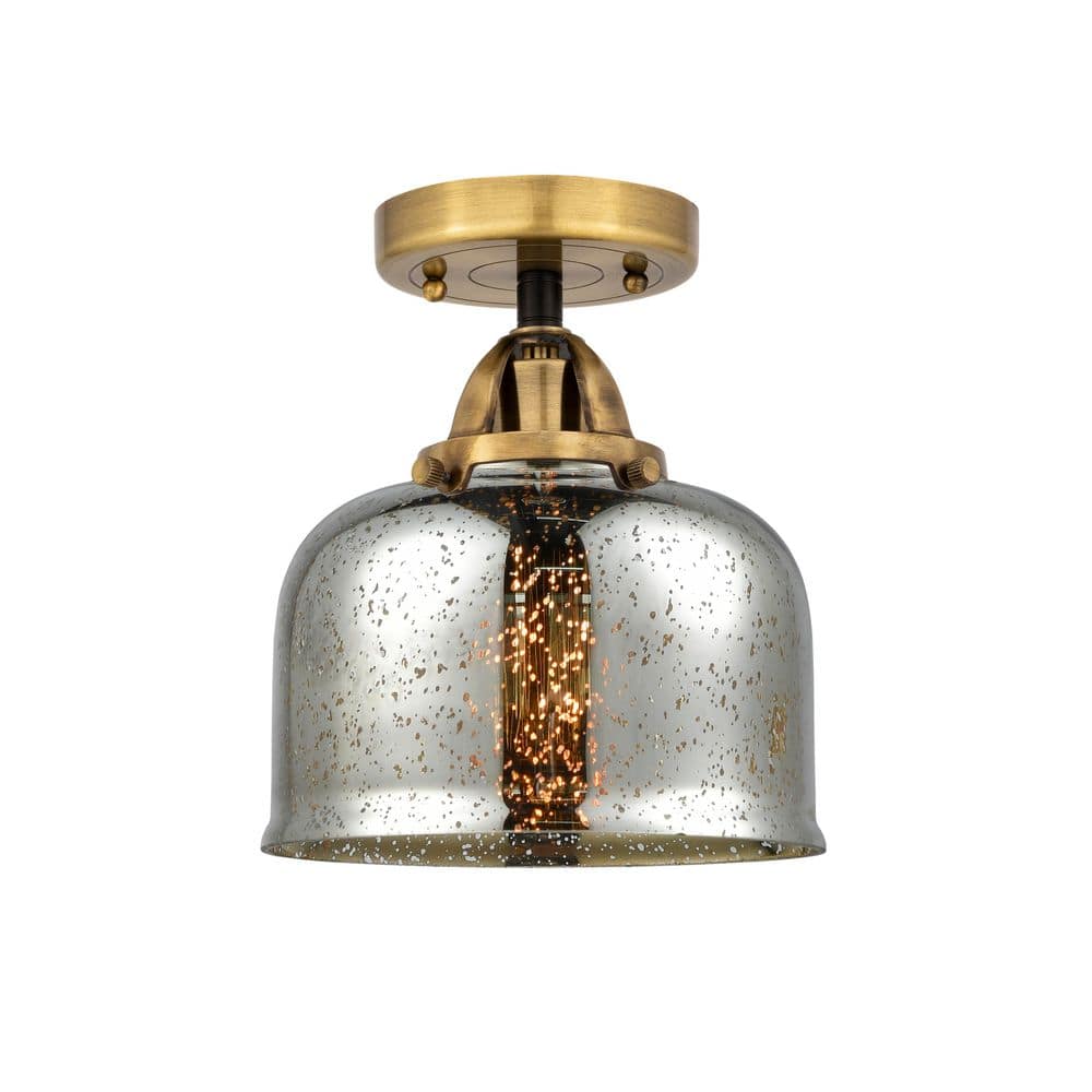 Bell 8 in. 1-Light Antique Brass Industrial Semi-Flush Mount with Decorative Glass Shade price history on PriceWatchPro