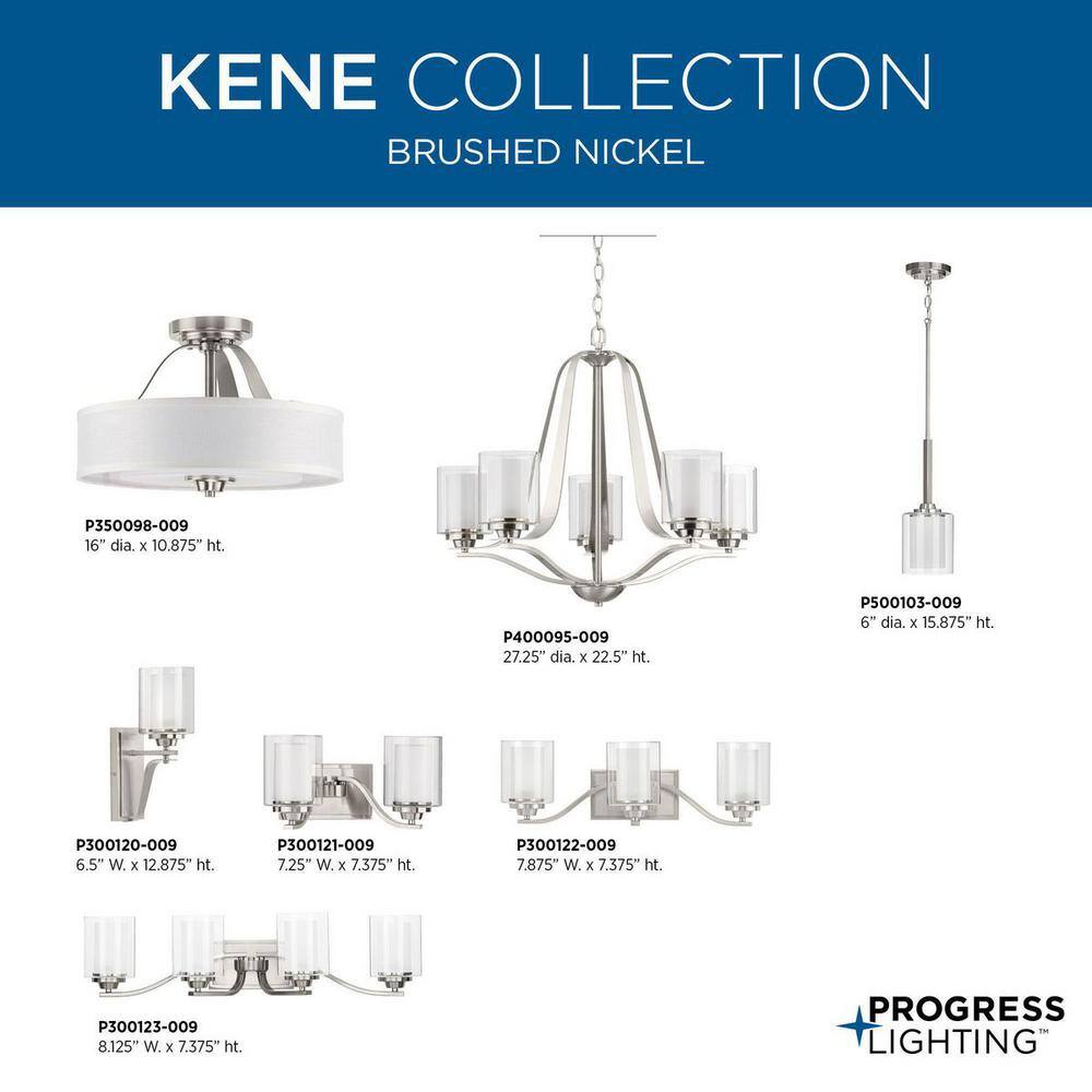 Brushed Nickel Mini Pendant with Etched Glass Shade