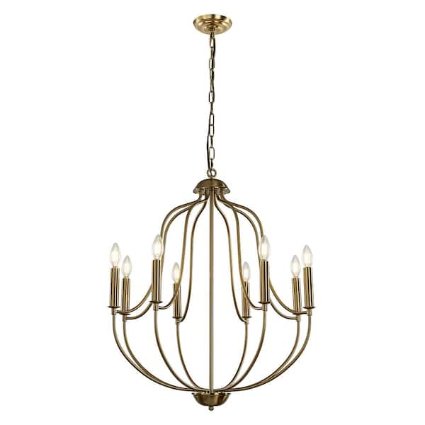 ALOA DECOR 26 in. 8-Light Modern Brass Mid-Century Modern