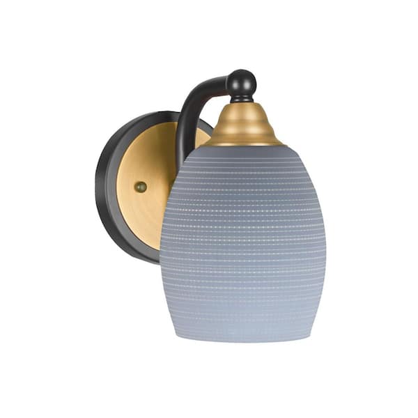 Unbranded Madison 5 in. 1-Light Matte Black and Brass Wall Sconce with Standard Shade