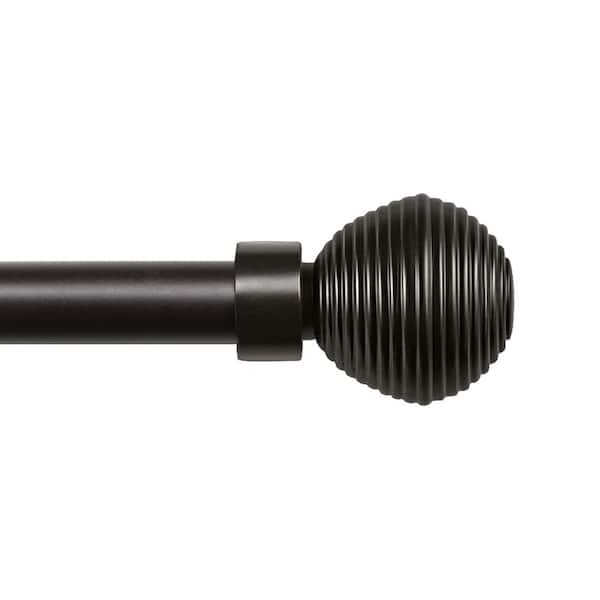 EXCLUSIVE HOME Modern Layer 66 in. - 120 in. Adjustable 1 in. Single Curtain Rod Kit in Matte Bronze with Finial