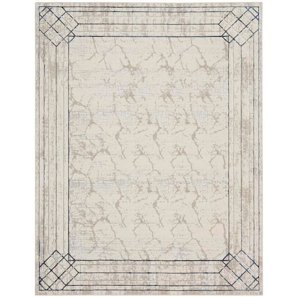 Nourison Glam Ivory/Taupe 8 ft. x 10 ft. Abstract Contemporary Area Rug