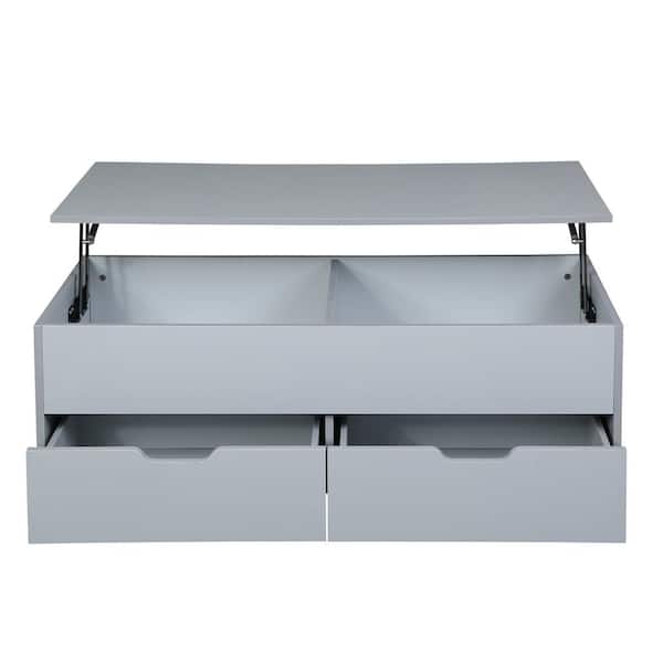 Unbranded 45.27 in. Gray Rectangle Wood Lift Top Coffee Table with Drawers and Hidden Compartment