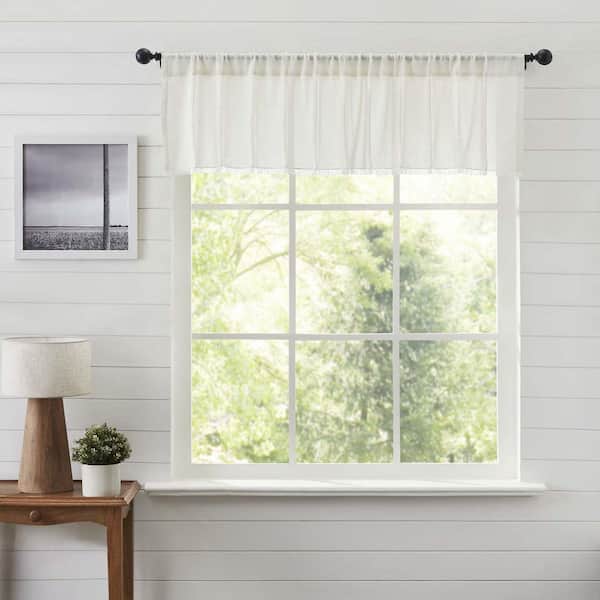 Tobacco Cloth Patchwork 60 in. L x 16 in. W Cotton Valance in Antique White