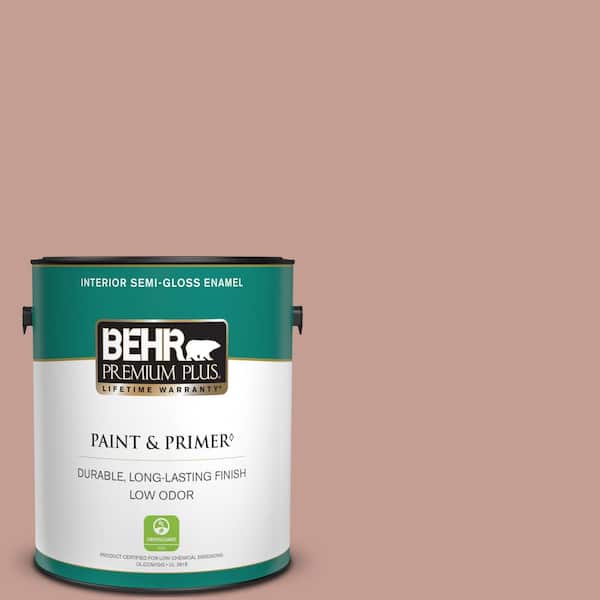 BEHR PREMIUM PLUS 1 gal. #S170-4 Retro Pink Semi-Gloss Enamel Low Odor Interior Paint & Primer