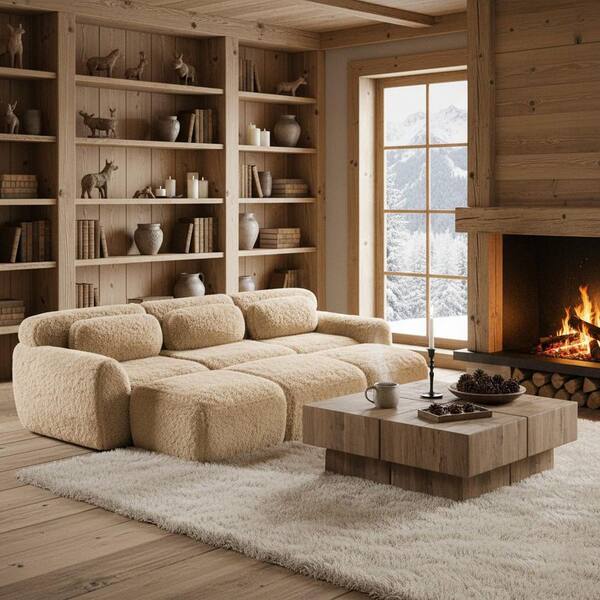 Homy Casa 114.7 in. 6-Seat Plush Microfiber Modular Sectional Sofa