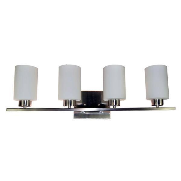 HomeSelects 4-Light Brushed Nickel Vanity Light with Opal Glass