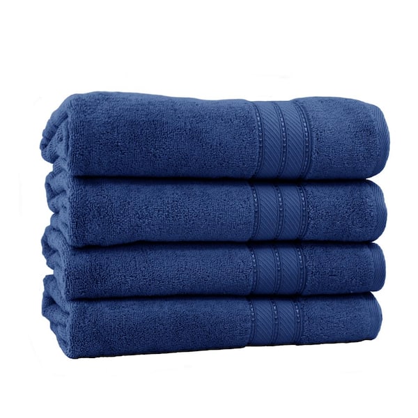MODERN THREADS Spunloft 4-Piece Navy Solid Cotton Bath Sheet Set