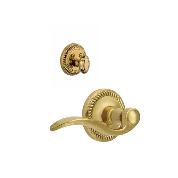 Grandeur Newport Single Cylinder Lifetime Brass Combo Pack Keyed Alike with Right Handed Bellagio Lever and Matching Deadbolt